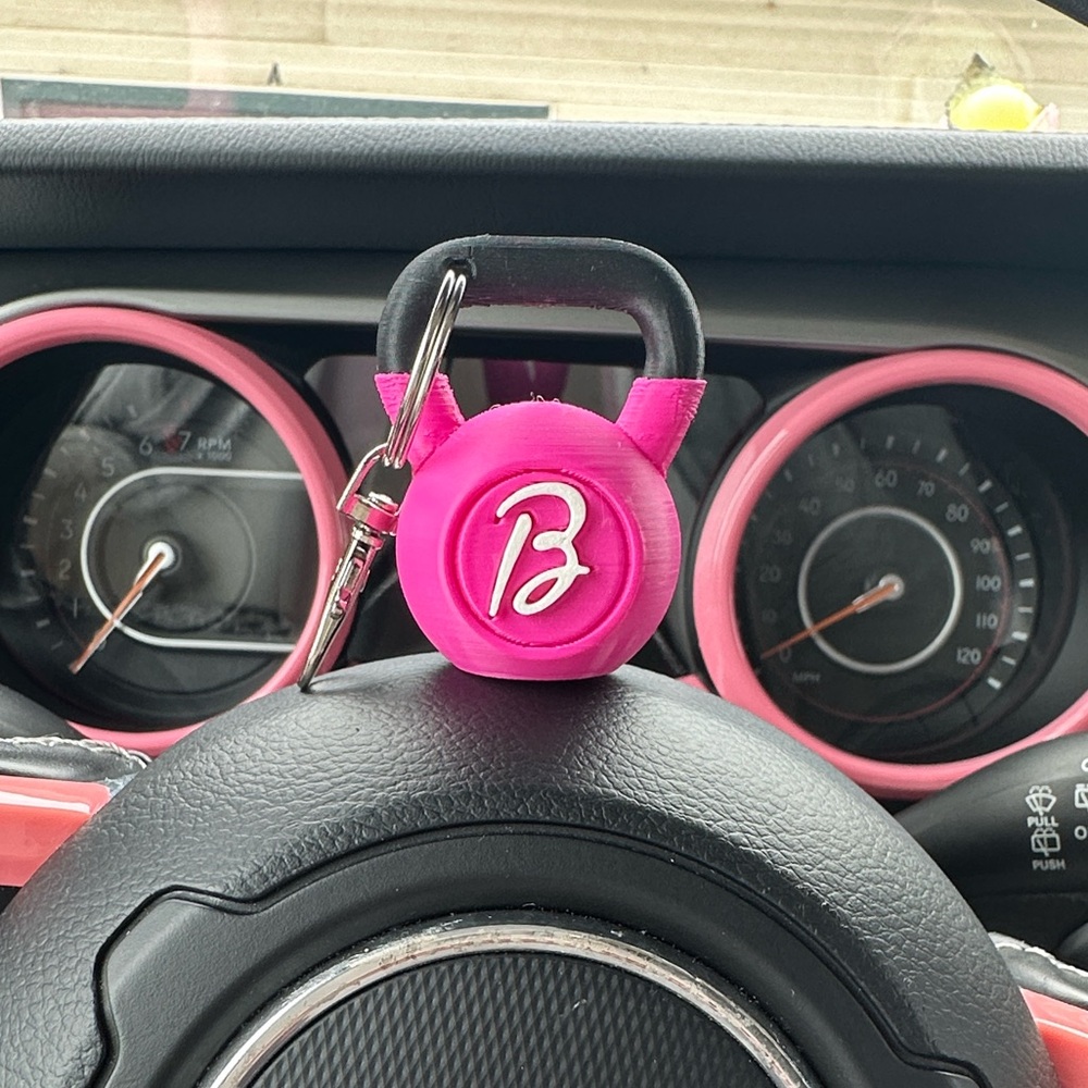 Barbie Pink Kettlebell Keychain | Gym Girl Aesthetic Cute Car Charm Rare